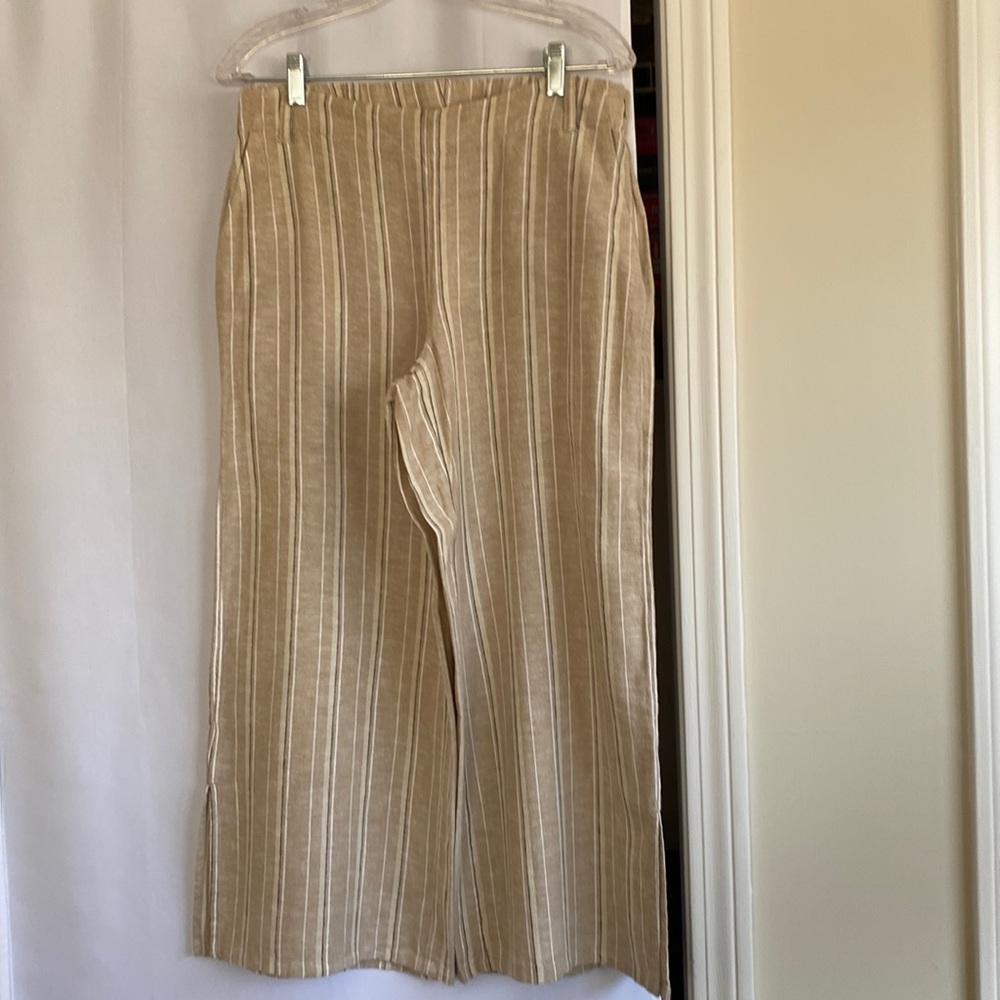 Linen cropped pants, size small, J Jill.  Never worn, vertical stripe.
